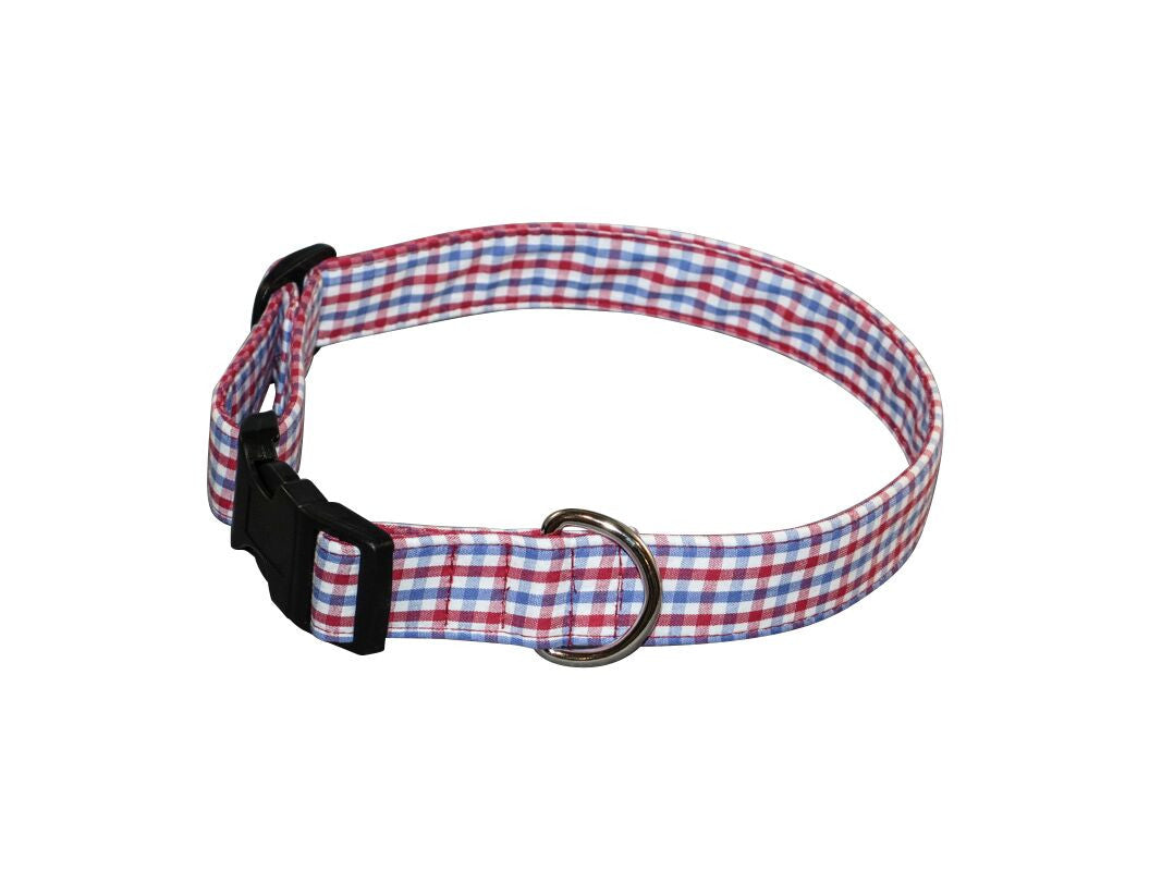 Blue gingham 2024 dog collar