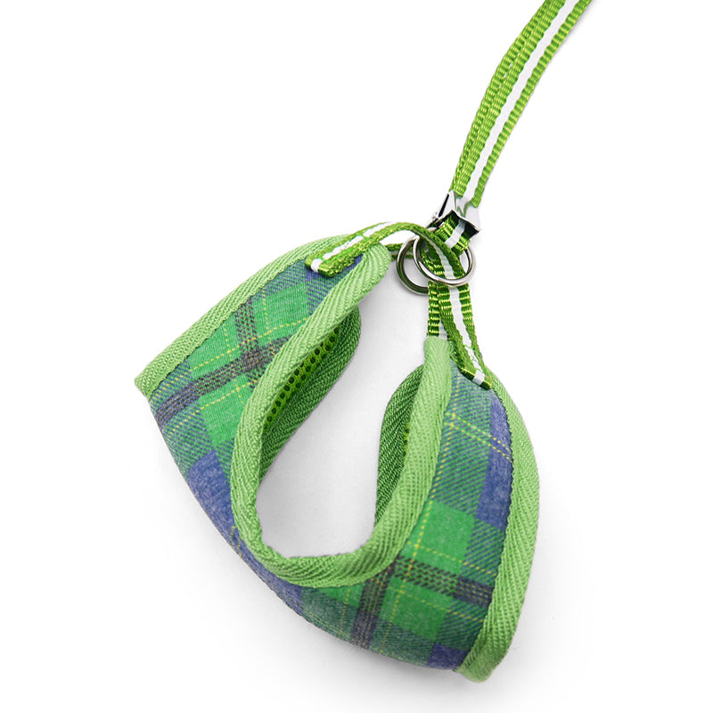 Green Plaid Dog Harness