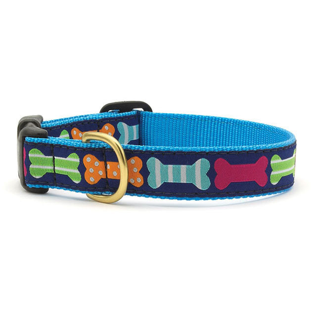 Blue dog collar with sales bones