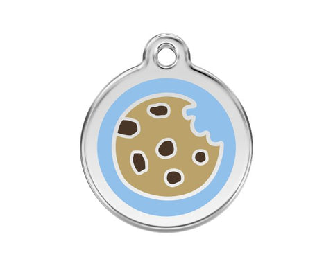 Red Dingo Stainless Steel & Enamel Cookie Dog ID Tag (Blue)