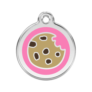 Red Dingo Stainless Steel & Enamel Cookie Dog ID Tag (Pink)