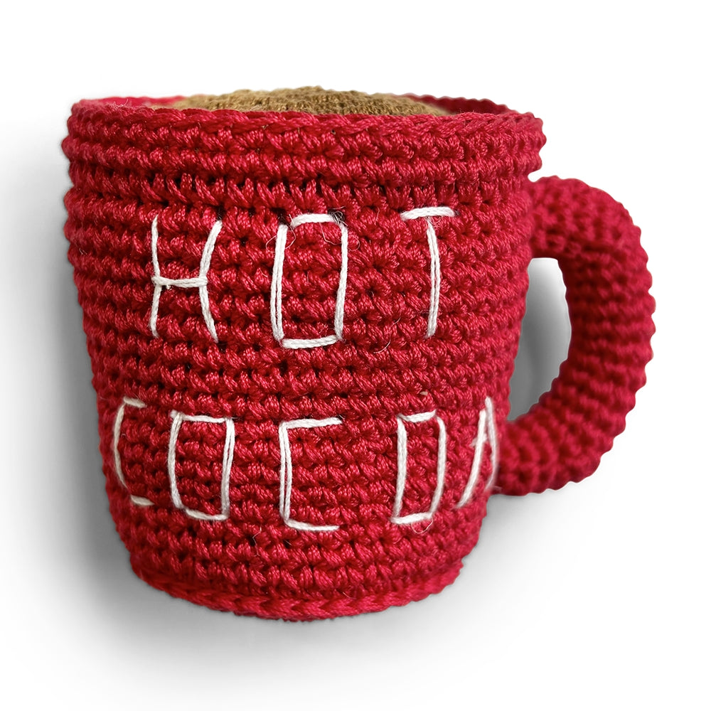 Hot Cocoa Crochet Dog Toy with Squeaker