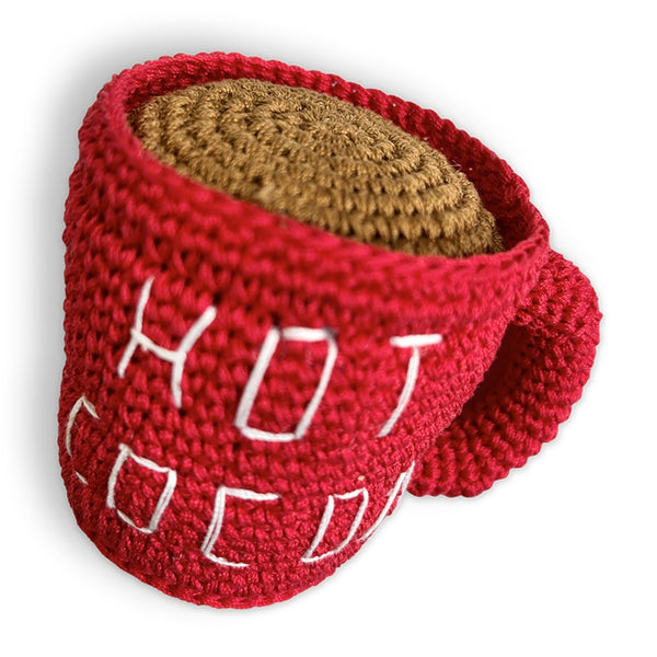 Hot Cocoa Crochet Dog Toy with Squeaker