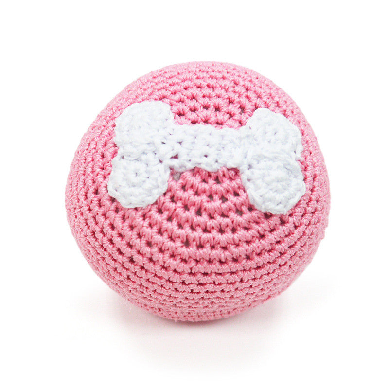 Pink Bone Ball Crochet Dog Toy with Squeaker – PupLife Dog Supplies