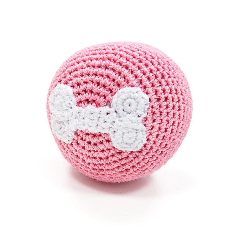 Pink Bone Ball Crochet Dog Toy with Squeaker – PupLife Dog Supplies