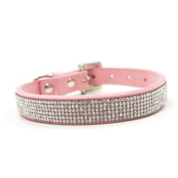 LOVPE Gold Bling Diamond Giltter Leather Fashion Collar with Ring